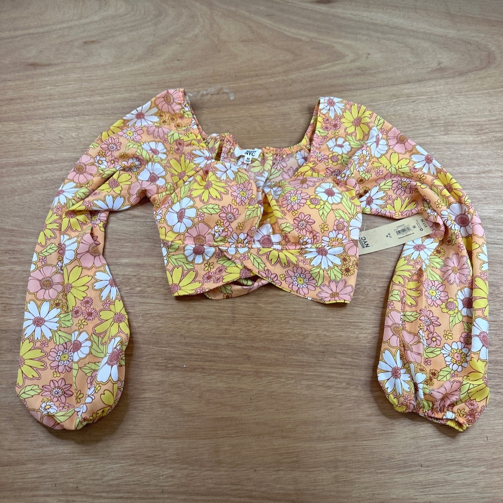 Madden NYC Womens Juniors Medium Floral Tie Back Crop Top NWT Boho